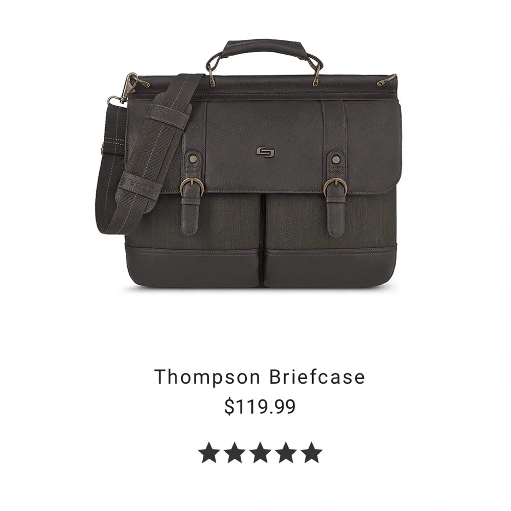 Solo New York Thompson Briefcase Lap Top Bag with Shoulder Strap • $120 MSRP